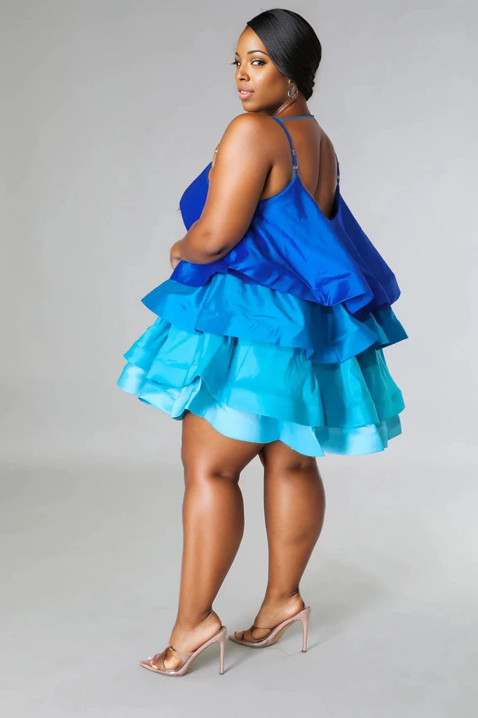 4 Shades Of Blue Baby Doll Mini Dress - MODERN GIRL TREND INC.