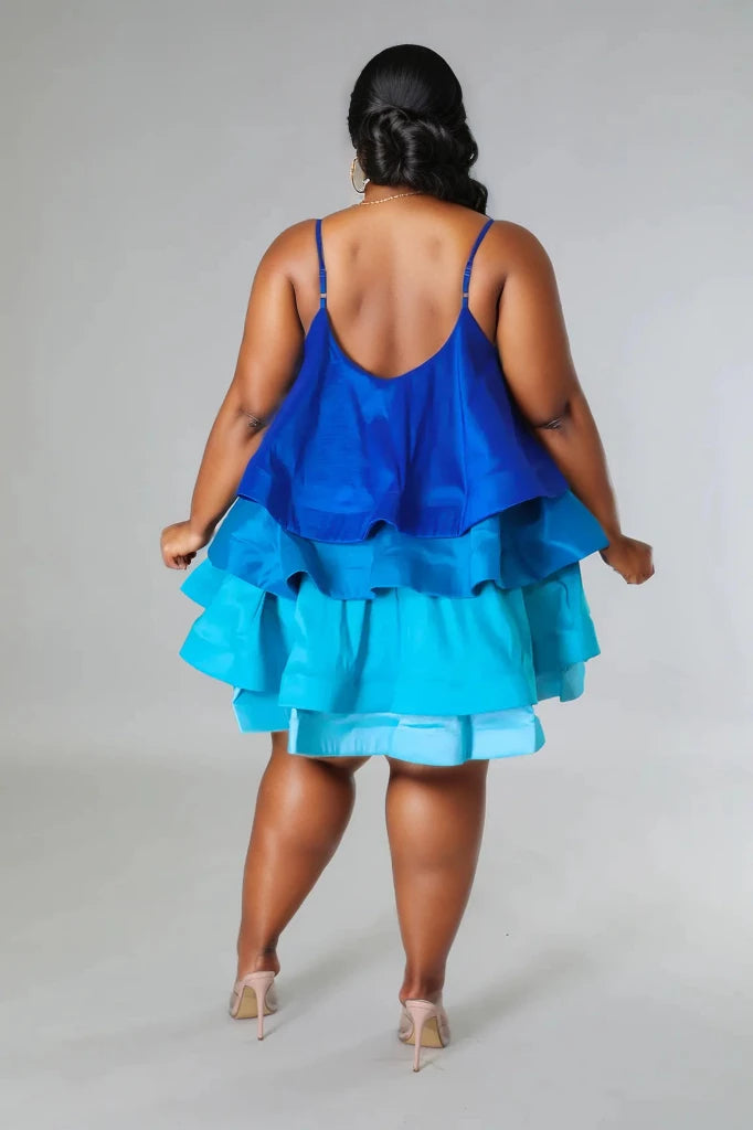 4 Shades Of Blue Baby Doll Mini Dress - MODERN GIRL TREND INC.