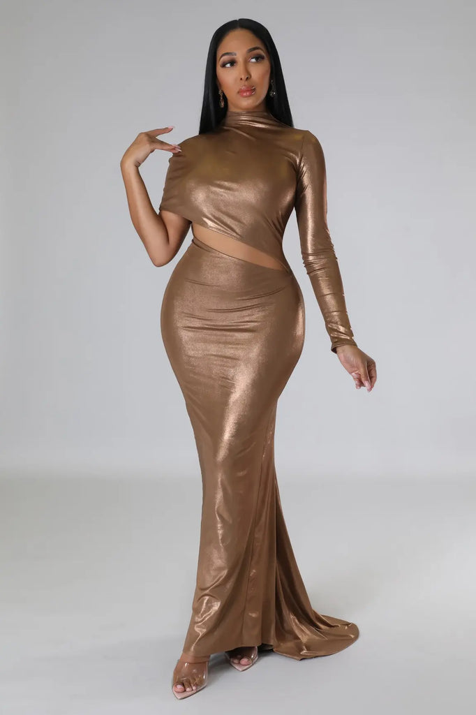 Chic Gold Celebrity Body Con Dress - MODERN GIRL TREND INC.