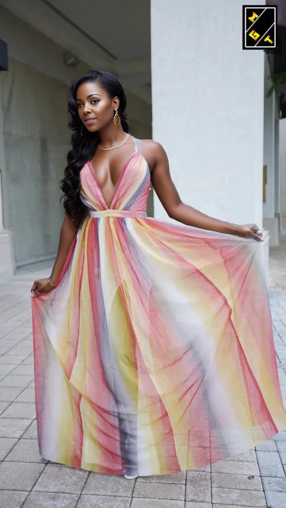 Multi Color Party Maxi Dress - MODERN GIRL TREND INC.