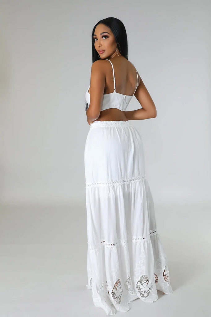 Sunshine Lover Crop Top Skirt Set /White - MODERN GIRL TREND INC.