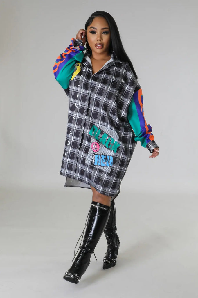 Urban Baddie Shirt Dress/Cardigan - MODERN GIRL TREND INC.